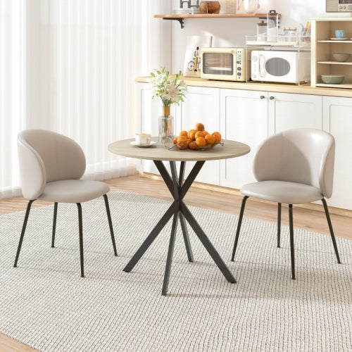 FurnitureR Ronde Table à Manger, Style Industriel avec Pieds en Acier, pour Salle à Manger, Cuisine, Chêne Ø 80 x 75cm