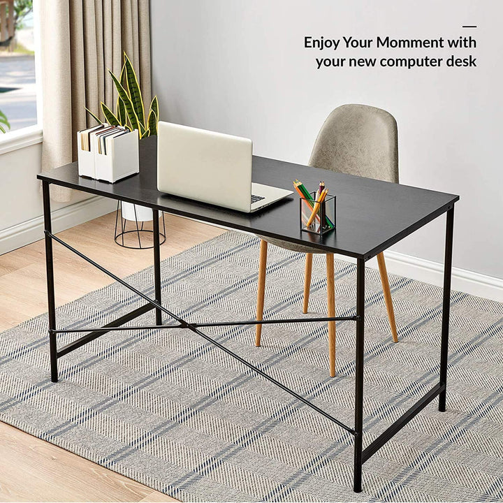 Meuble R Bureau d'ordinateur pratique en bois avec cadre en acier et espace de rangement