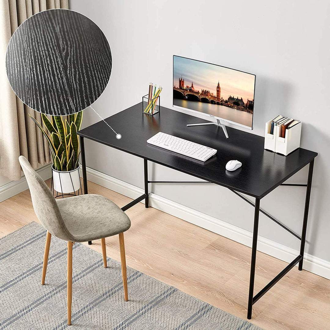 Furniture R Practical Wooden Computer Desk With Steel Frame And Storage Space