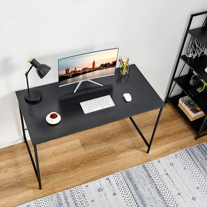 Furniture R Practical Wooden Computer Desk With Steel Frame And Storage Space