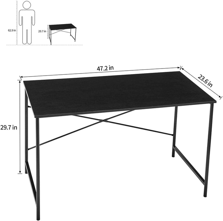 Furniture R Practical Wooden Computer Desk With Steel Frame And Storage Space