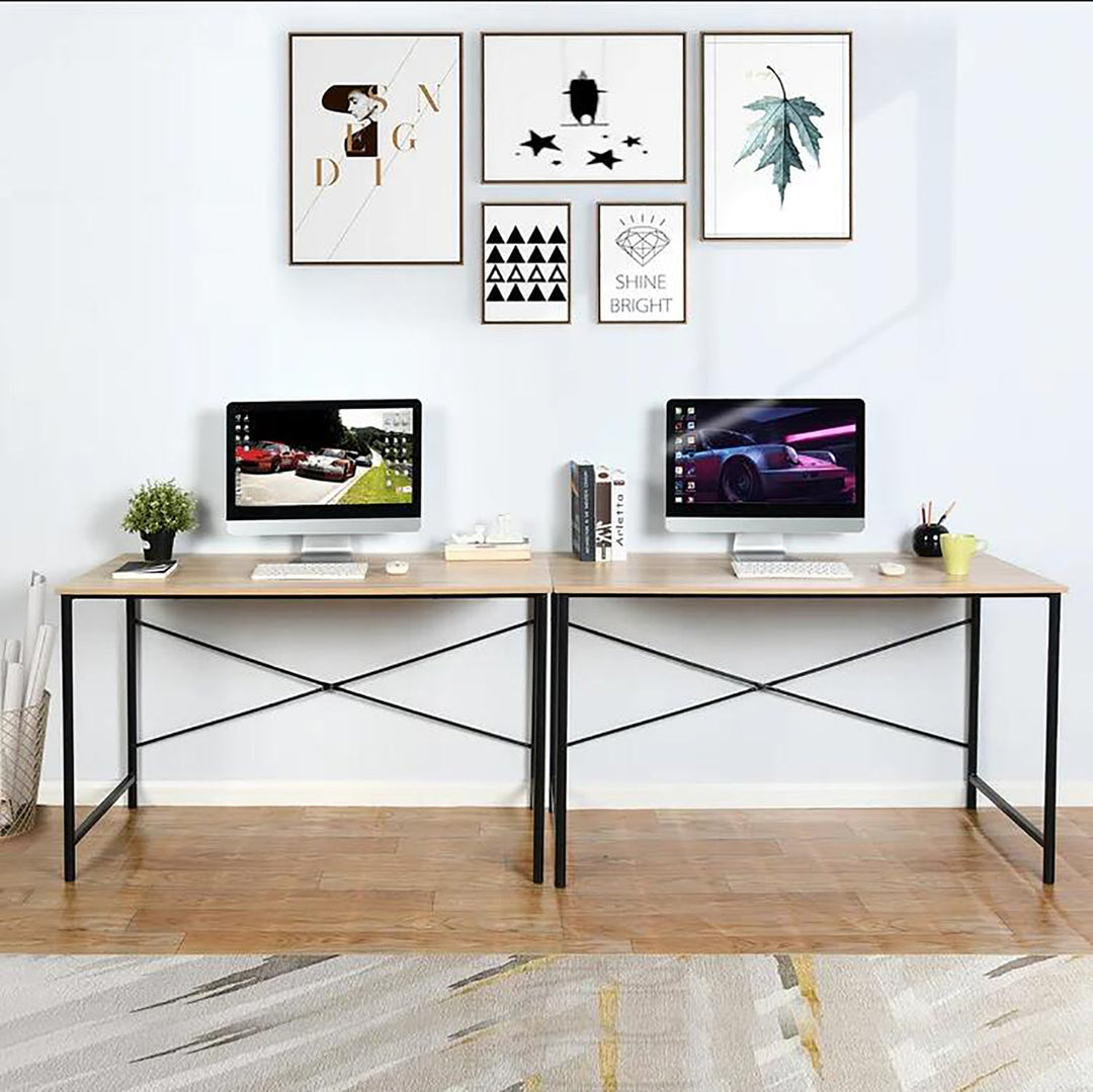 Meuble R Bureau d'ordinateur pratique en bois avec cadre en acier et espace de rangement