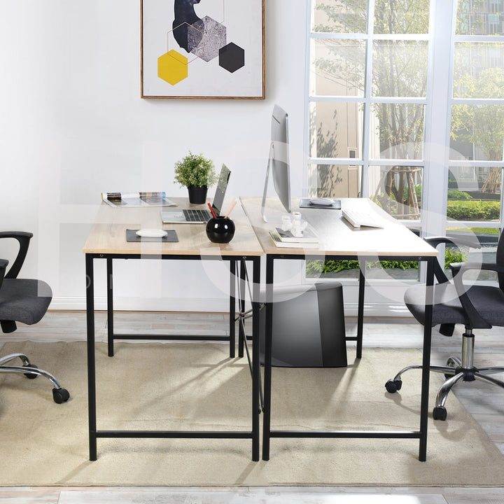 Meuble R Bureau d'ordinateur pratique en bois avec cadre en acier et espace de rangement