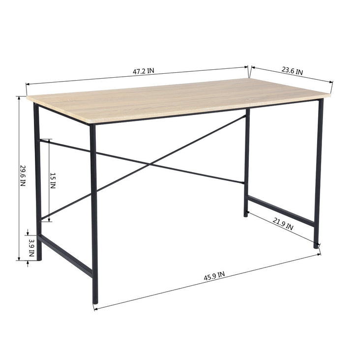 Furniture R Practical Wooden Computer Desk With Steel Frame And Storage Space