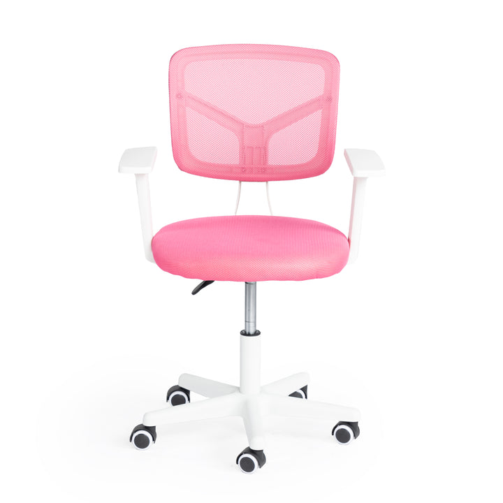 Furniture R  Home Chaise de Bureau, Chaise D'ordinateur pour Jeunes/Adolescents avec Maille Respirante, Pivotante Chaise D'étude Réglable en Hauteur avec Accoudoirs, Rose