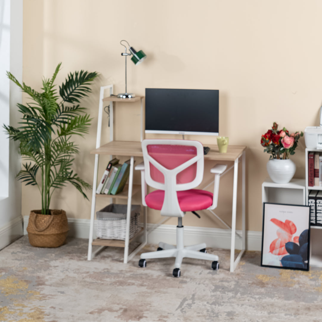 Furniture R  Home Chaise de Bureau, Chaise D'ordinateur pour Jeunes/Adolescents avec Maille Respirante, Pivotante Chaise D'étude Réglable en Hauteur avec Accoudoirs, Rose