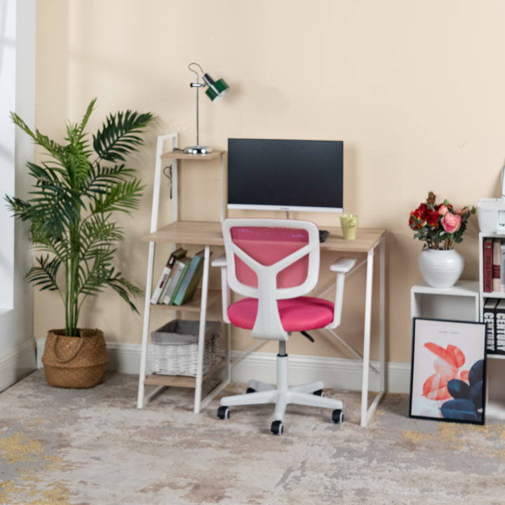 Furniture R  Home Chaise de Bureau, Chaise D'ordinateur pour Jeunes/Adolescents avec Maille Respirante, Pivotante Chaise D'étude Réglable en Hauteur avec Accoudoirs, Rose