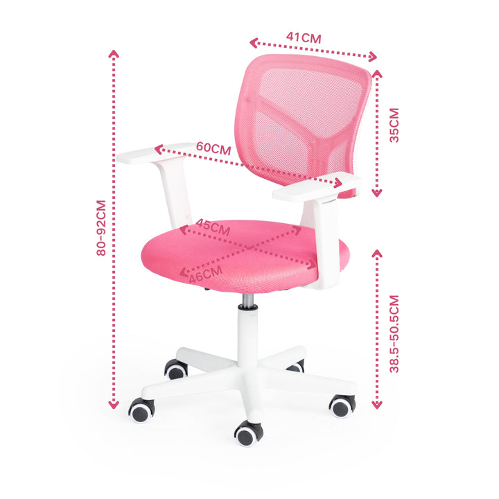 Furniture R  Home Chaise de Bureau, Chaise D'ordinateur pour Jeunes/Adolescents avec Maille Respirante, Pivotante Chaise D'étude Réglable en Hauteur avec Accoudoirs, Rose