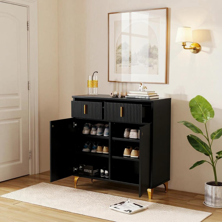 FurnitureR Armoire de Rangement avec 6 Compartiments Détachables & 2 Tiroirs, Parfaite pour un Rangement Sous les Escaliers, 83 cm