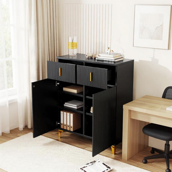 FurnitureR Armoire de Rangement avec 6 Compartiments Détachables & 2 Tiroirs, Parfaite pour un Rangement Sous les Escaliers, 83 cm