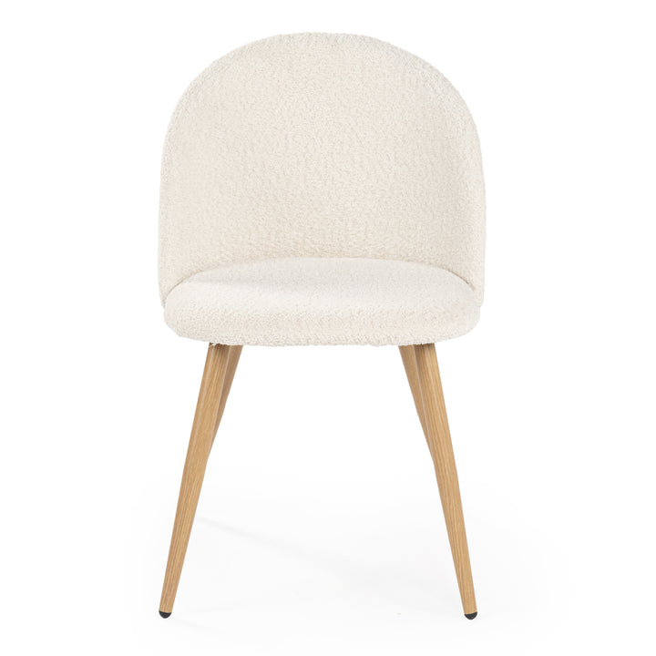 FurnitureR– Lot de 4 chaises en tissu chenille pour salle à manger, chambre à coucher, salon, pieds en chêne et métal, beige