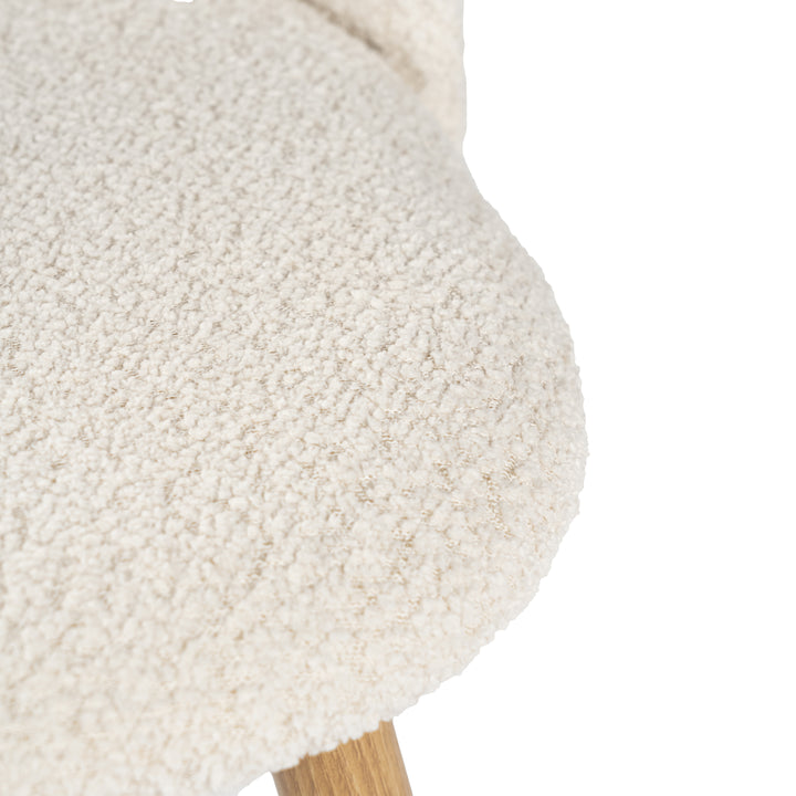FurnitureR– Lot de 4 chaises en tissu chenille pour salle à manger, chambre à coucher, salon, pieds en chêne et métal, beige