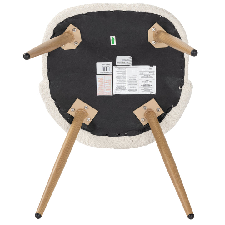 FurnitureR– Lot de 4 chaises en tissu chenille pour salle à manger, chambre à coucher, salon, pieds en chêne et métal, beige