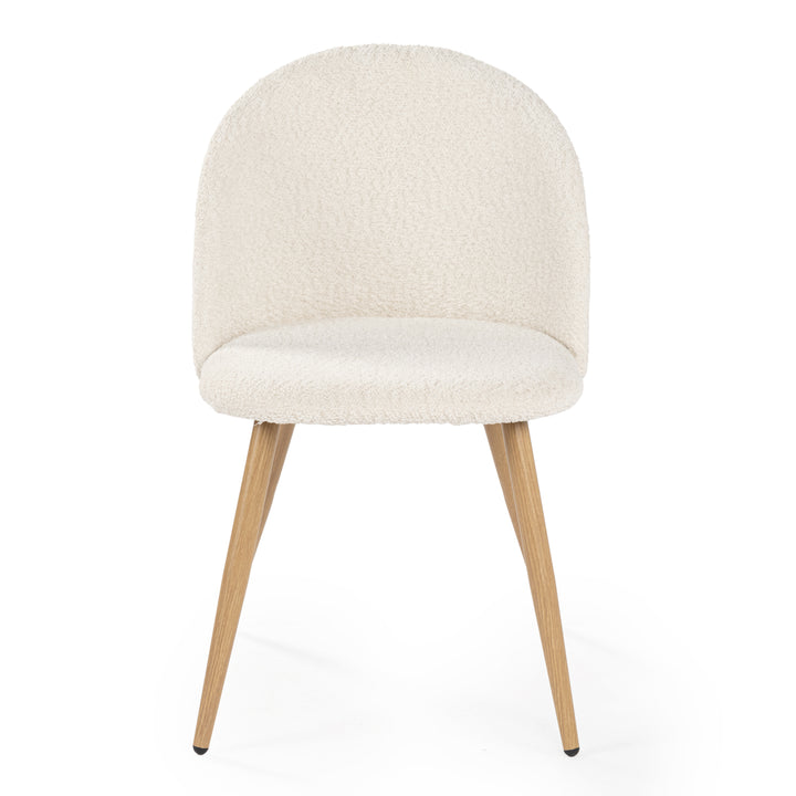 FurnitureR– Lot de 4 chaises en tissu chenille pour salle à manger, chambre à coucher, salon, pieds en chêne et métal, beige