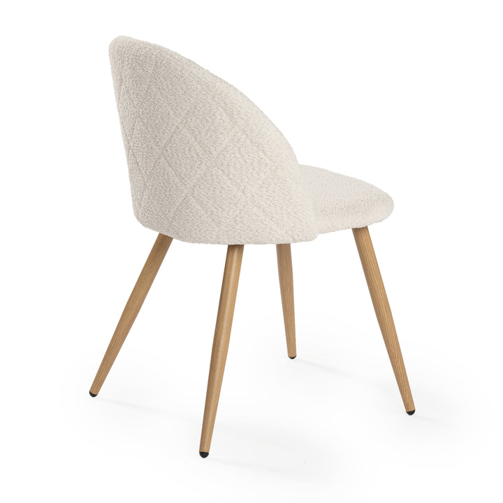 FurnitureR– Lot de 4 chaises en tissu chenille pour salle à manger, chambre à coucher, salon, pieds en chêne et métal, beige
