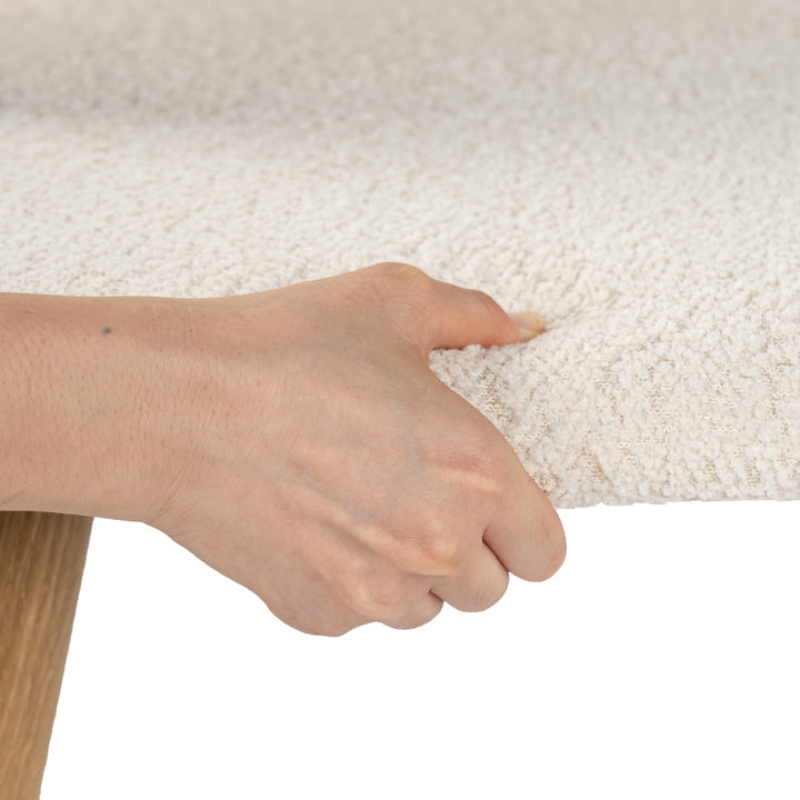 FurnitureR– Lot de 4 chaises en tissu chenille pour salle à manger, chambre à coucher, salon, pieds en chêne et métal, beige
