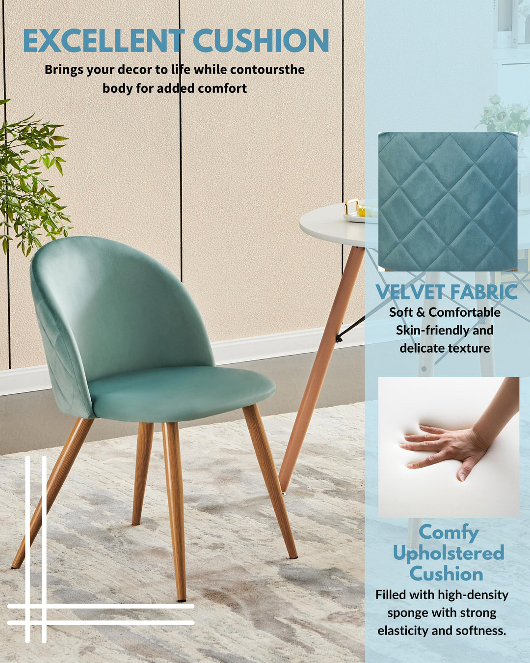 Chaises de salle à manger au design moderne et scandinave avec revêtement en velours pour un espace élégant