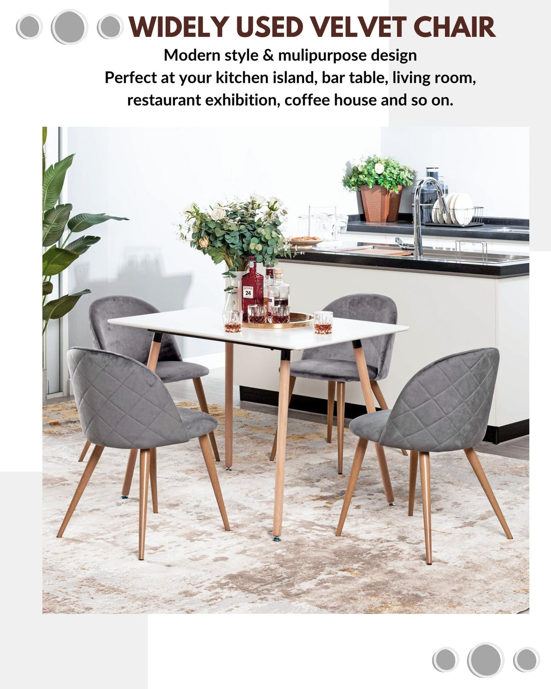 Chaises de salle à manger au design moderne et scandinave avec revêtement en velours pour un espace élégant