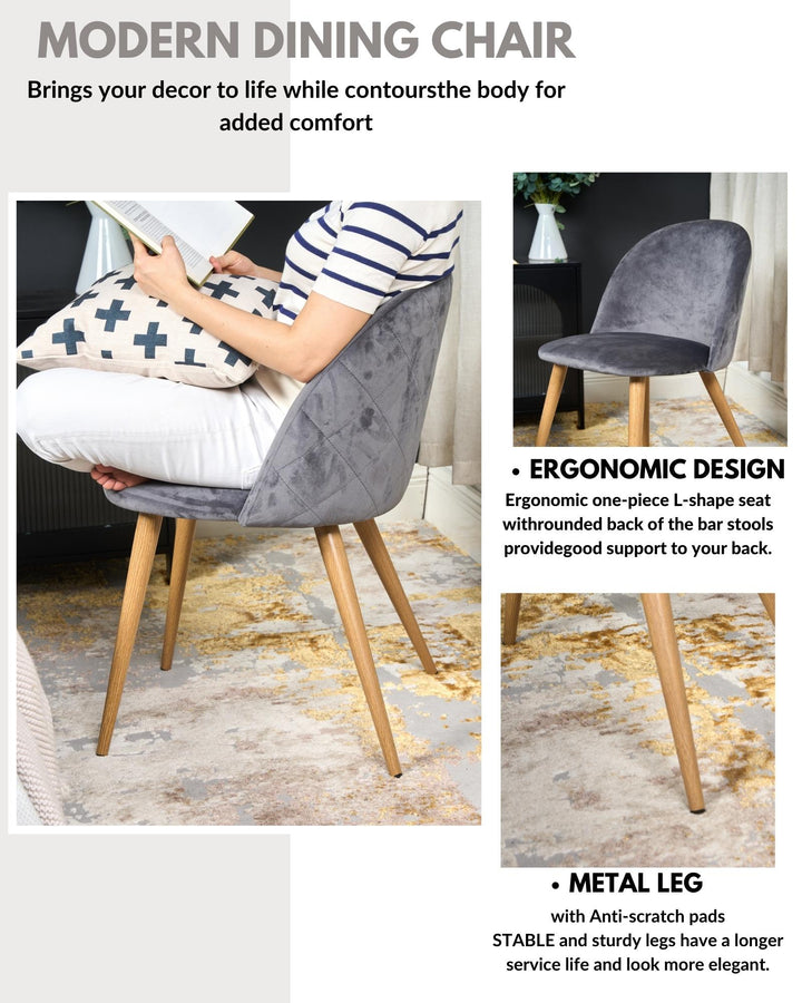 Chaises de salle à manger au design moderne et scandinave avec revêtement en velours pour un espace élégant
