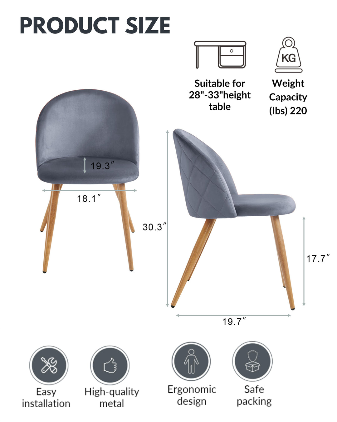 Chaises de salle à manger au design moderne et scandinave avec revêtement en velours pour un espace élégant