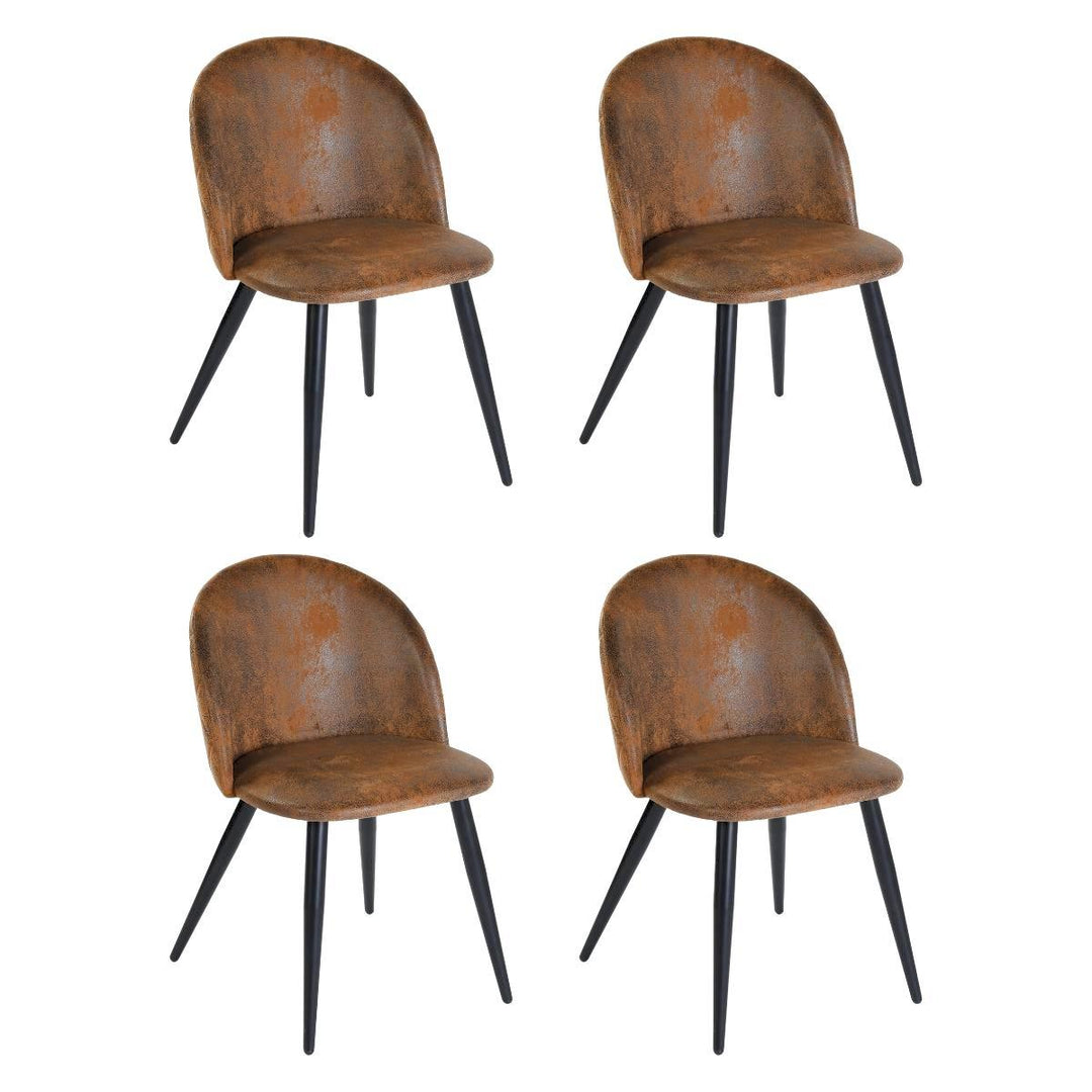 FurnitureR– Lot de 4 chaises en tissu chenille pour salle à manger, chambre à coucher, salon, pieds en chêne et métal, beige