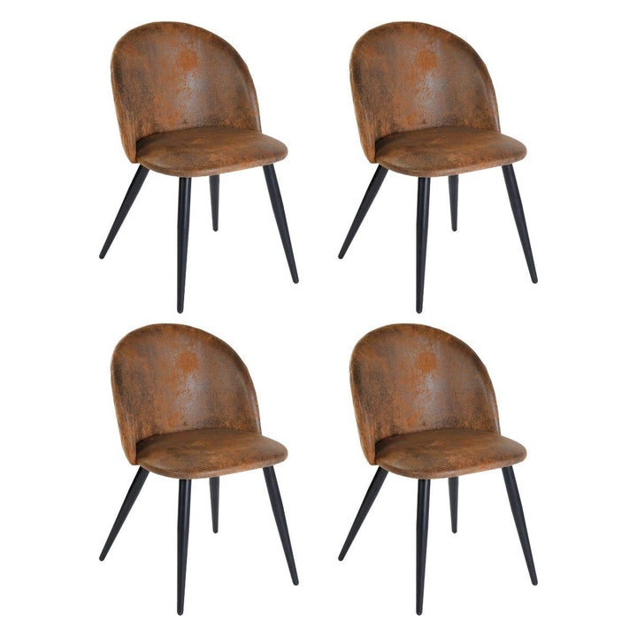FurnitureR– Lot de 4 chaises en tissu chenille pour salle à manger, chambre à coucher, salon, pieds en chêne et métal, beige