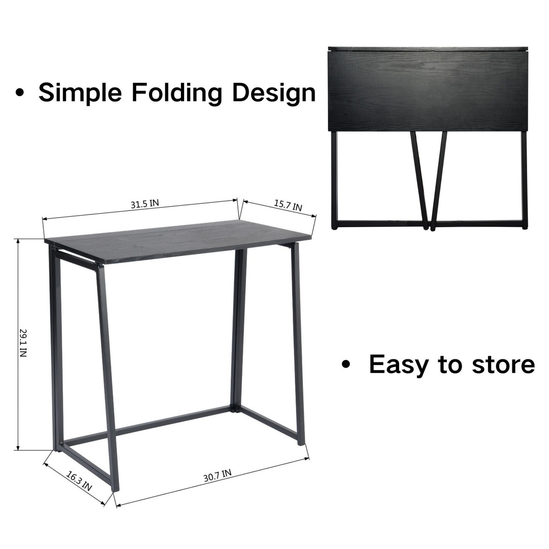 Ensemble bureau pliant 3 pièces FurnitureR avec chaise pivotante réglable et 2 étagères murales flottantes, combinaison bureau/espace de travail gain de place, design moderne