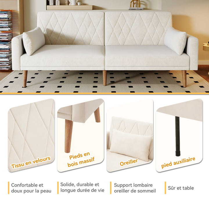 FurnitureR Petit Canape Relaxation, Canapé-lit avec Dossier Réglable en 3 Angles L'accoudoir Est Réglable Sur 5 Angles, Velours