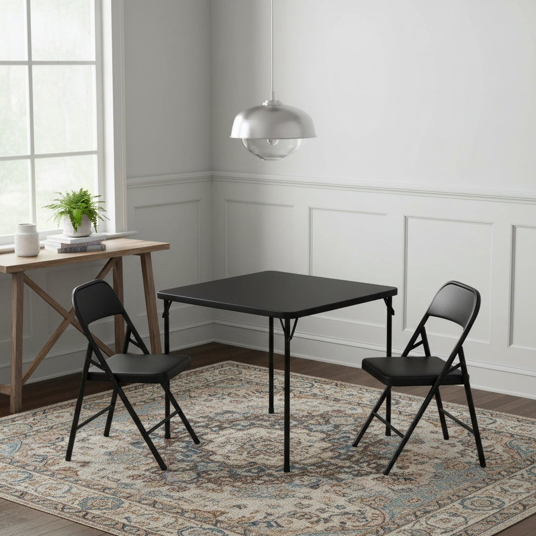 FurnitureR 34-Inch  Folding Table, Heavy-Duty PP Tabletop with Metal Frame, Portable Foldable Utility Table for Picnic, Party, Events, Small Spaces