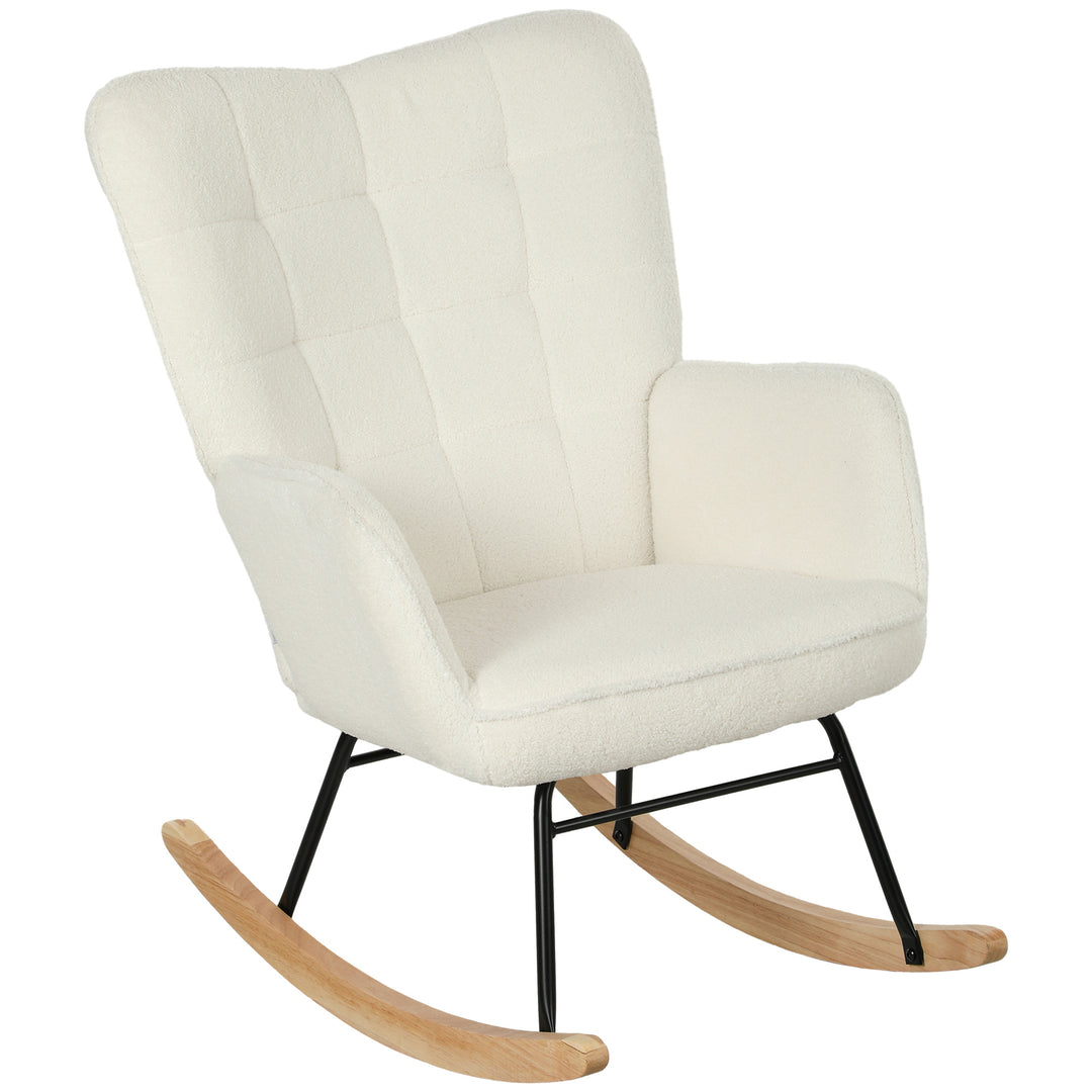 FurnitureR Chaise à Bascule Blanche 1-Pack, Design Moderne, Polyester Confortable, Cadre Métallique Robuste, Idéale pour Salons, Assemblage Facile