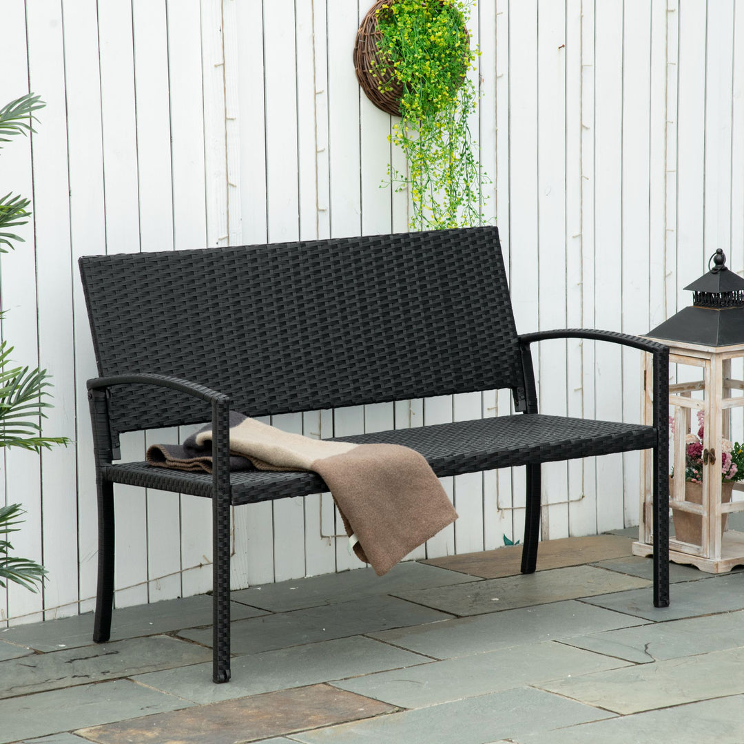 FurnitureR Banc de Pique-Nique Noir, Design Moderne en Acier Résistant, Mobilier Extérieur Durable, Idéal pour Jardin ou Terrasse, Confort et Élégance