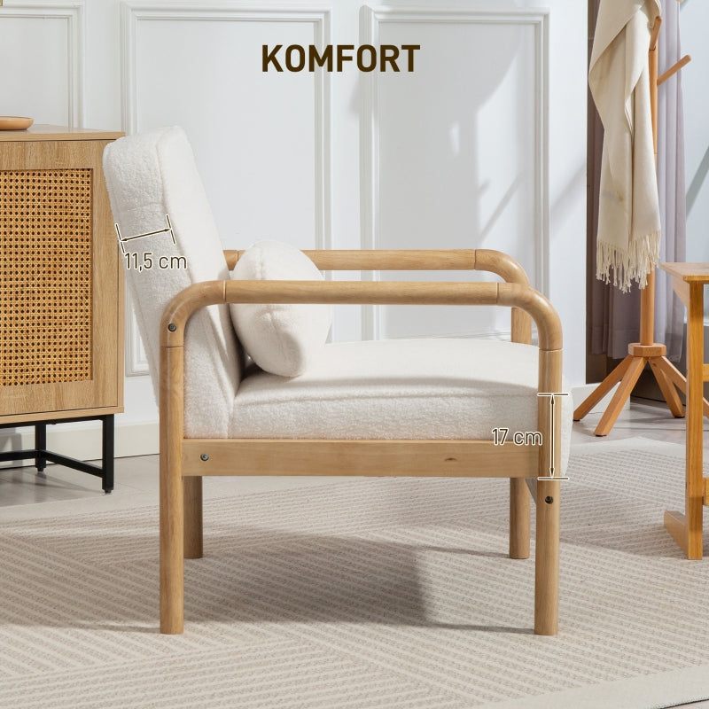 FurnitureR Fauteuil Blanc en Bois, Design Contemporain, Confort Remarquable, Idéal pour Salon ou Bureau, Structure Durable