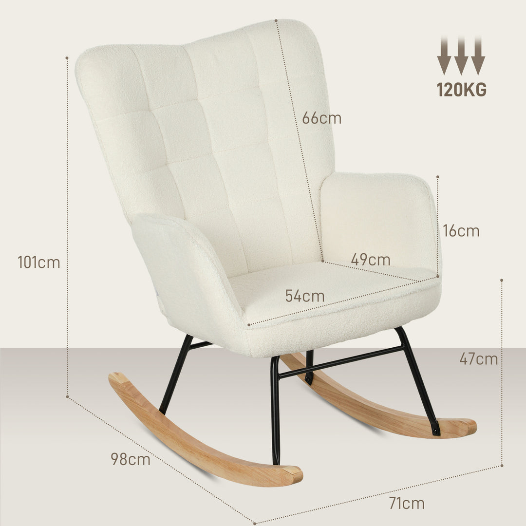FurnitureR Chaise à Bascule Blanche 1-Pack, Design Moderne, Polyester Confortable, Cadre Métallique Robuste, Idéale pour Salons, Assemblage Facile