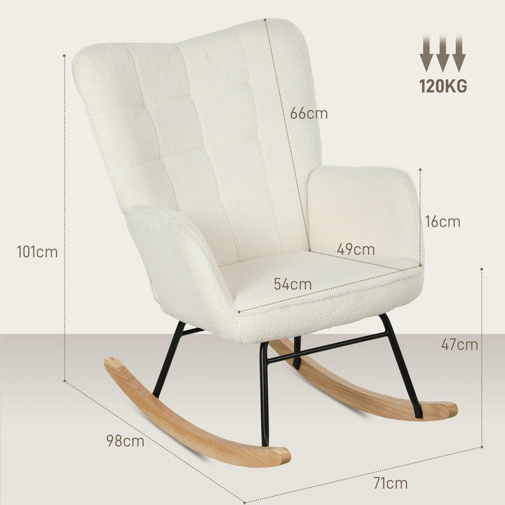 FurnitureR Chaise à Bascule Blanche 1-Pack, Design Moderne, Polyester Confortable, Cadre Métallique Robuste, Idéale pour Salons, Assemblage Facile