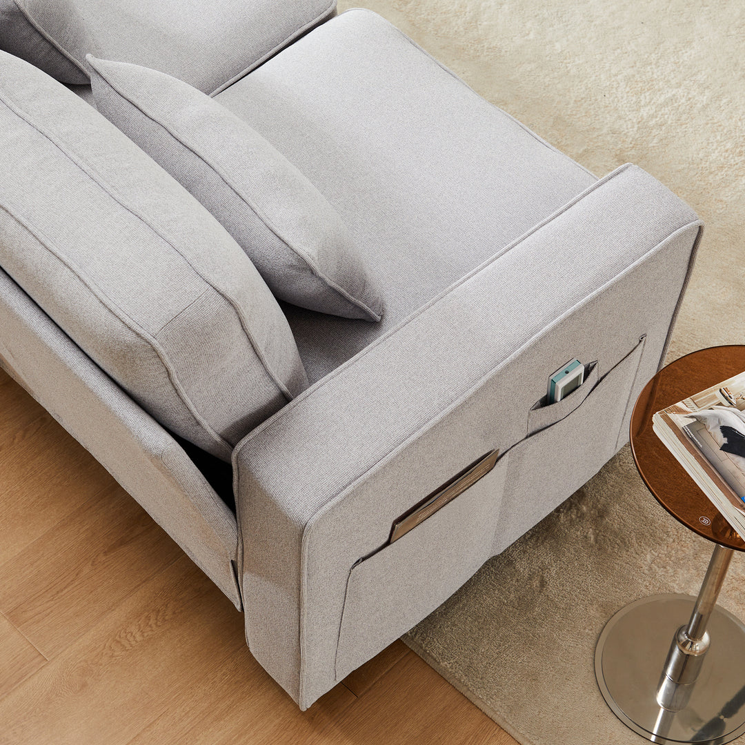 FurnitureR Canapé Loveseat Gris, Design Moderne, Matériau en Lin Durable, Confort À La Maison, Assemblage Facile