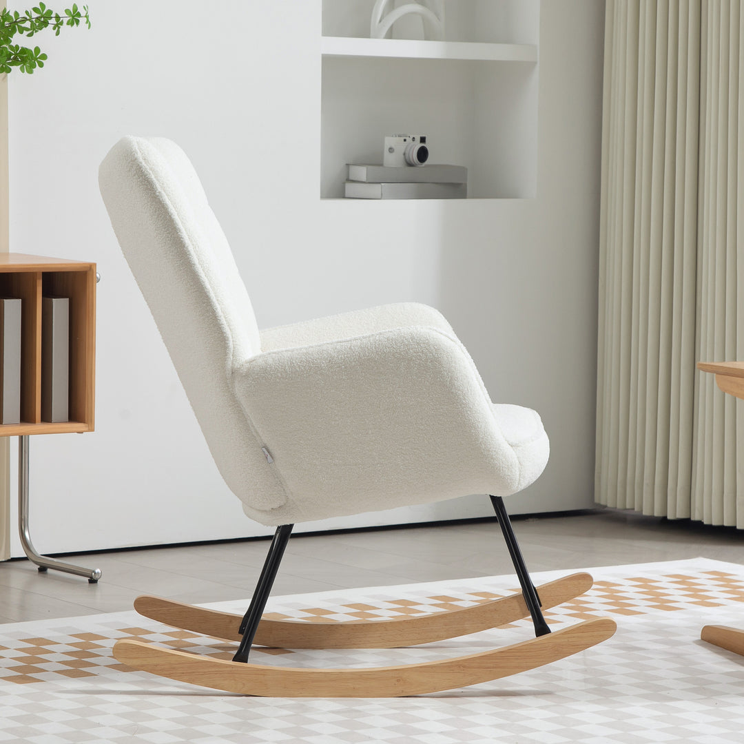 FurnitureR Chaise à Bascule Blanche 1-Pack, Design Moderne, Polyester Confortable, Cadre Métallique Robuste, Idéale pour Salons, Assemblage Facile