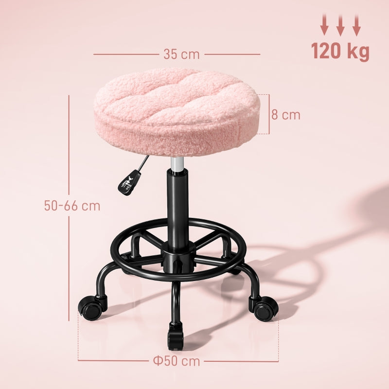 FurnitureR Tabouret de Bar Réglable Rose, Design Moderne, Revêtement en Polyester Confortable, Usage Domestique et Professionnel, Cadre Métallique Durable