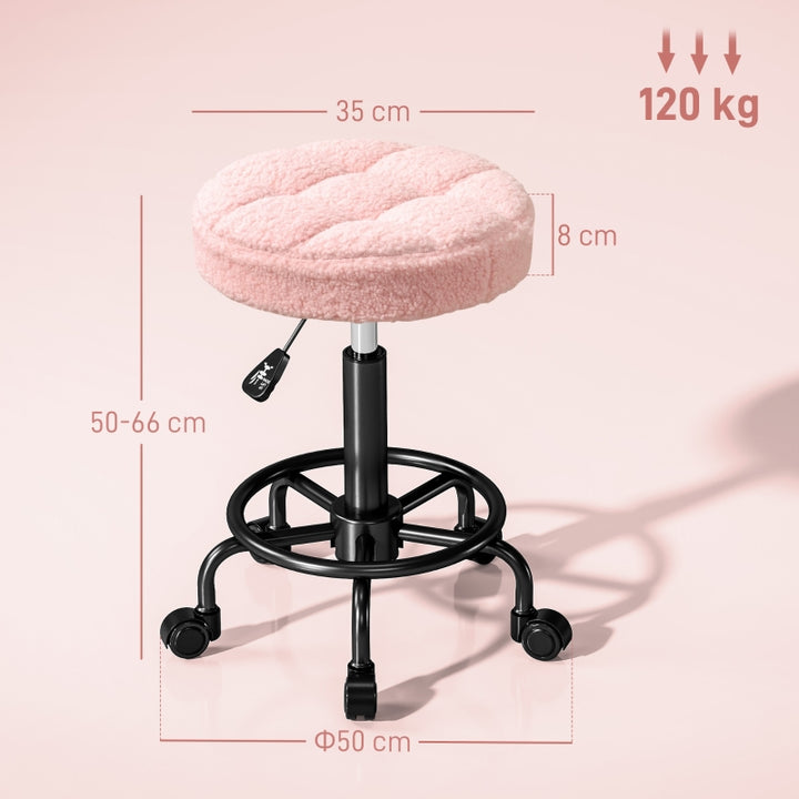 FurnitureR Tabouret de Bar Réglable Rose, Design Moderne, Revêtement en Polyester Confortable, Usage Domestique et Professionnel, Cadre Métallique Durable