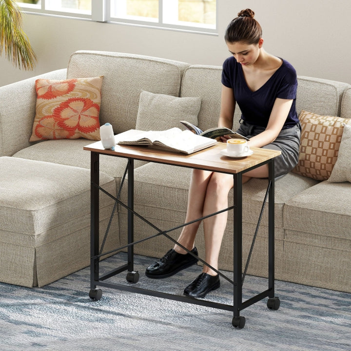 FurnitureR Bureau pliable moderne, 1-pack Chêne, conception compacte, bois haut de gamme et cadre métallique robuste, idéal pour petits espaces, meuble gain de place