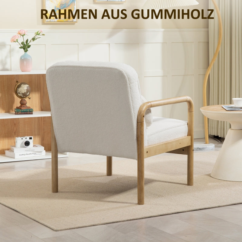 FurnitureR Fauteuil Blanc en Bois, Design Contemporain, Confort Remarquable, Idéal pour Salon ou Bureau, Structure Durable