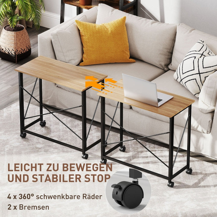 FurnitureR Bureau pliable moderne, 1-pack Chêne, conception compacte, bois haut de gamme et cadre métallique robuste, idéal pour petits espaces, meuble gain de place
