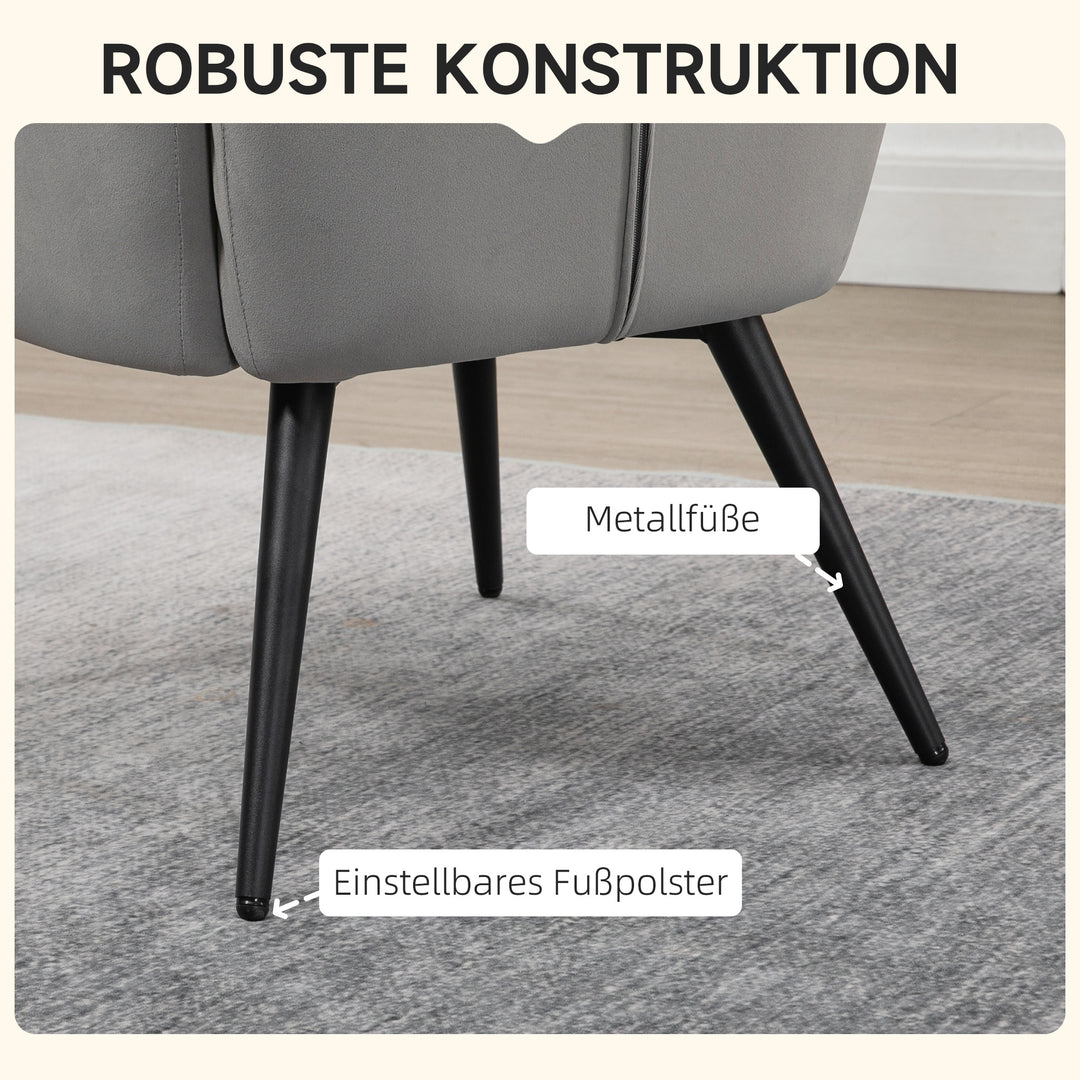 FurnitureR Chaise Longue Gris Clair avec Pouf, Design Moderne, Matériau Acier, Meubles de Salon Confortables, Style Scandinave, Inclut Repose-Pieds