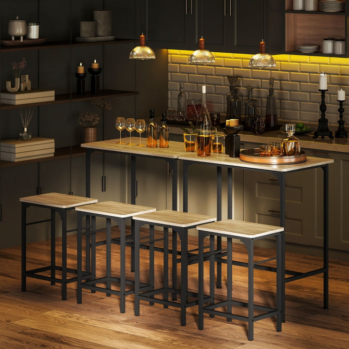 FurnitureR Table bar 3 pièces, Design moderne, Matériau en acier, Ensemble mobilier de cuisine, Gain de place