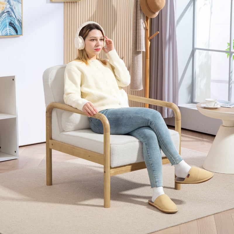 FurnitureR Fauteuil Blanc en Bois, Design Contemporain, Confort Remarquable, Idéal pour Salon ou Bureau, Structure Durable