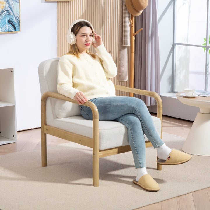 FurnitureR Fauteuil Blanc en Bois, Design Contemporain, Confort Remarquable, Idéal pour Salon ou Bureau, Structure Durable