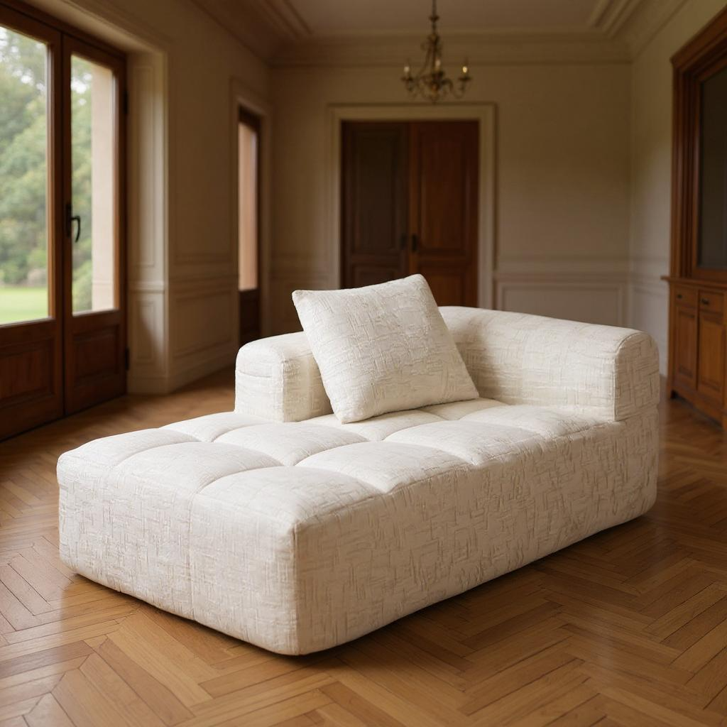 FurnitureR Canape Relaxation Longue Confortable, Aucun Assemblage Nécessaire, avec Coussins, Poches Latérales, Soigné et Elégant