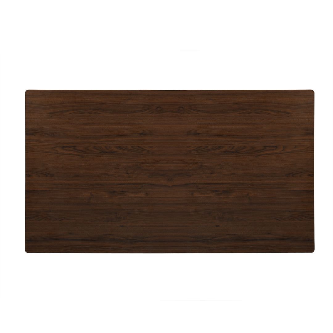 FurnitureR 150 cm Rectangular Living Room and Kitchen Table, Suitable for 6-8 People, Vintage Brown Wood Tray with Bevelled Edge and Flat Iron Legs, 150 x 80 x 74 cm