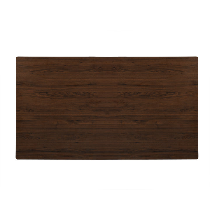FurnitureR 150 cm Rectangular Living Room and Kitchen Table, Suitable for 6-8 People, Vintage Brown Wood Tray with Bevelled Edge and Flat Iron Legs, 150 x 80 x 74 cm