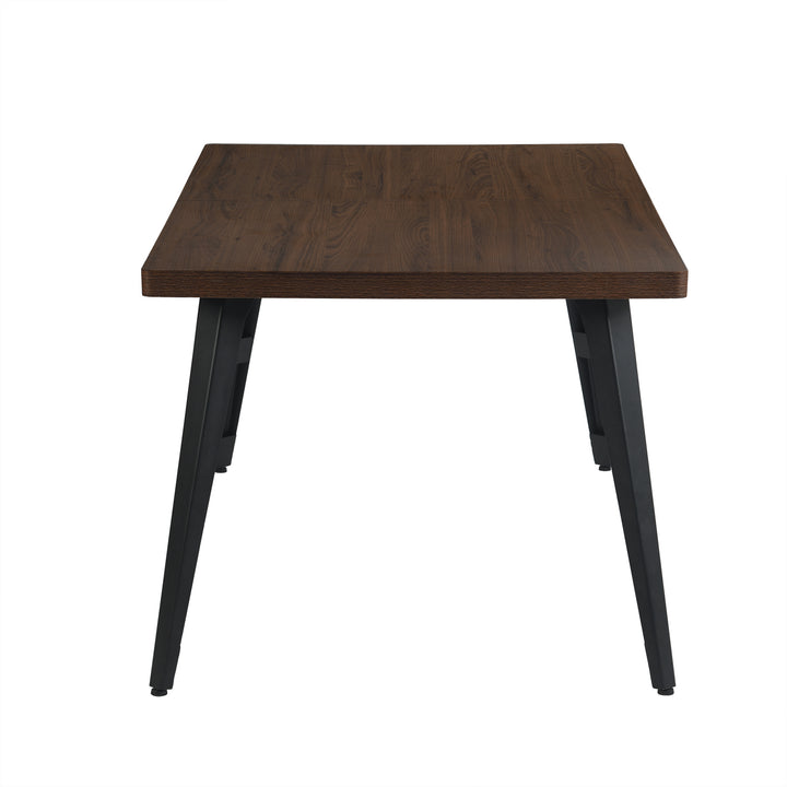 FurnitureR 150 cm Rectangular Living Room and Kitchen Table, Suitable for 6-8 People, Vintage Brown Wood Tray with Bevelled Edge and Flat Iron Legs, 150 x 80 x 74 cm