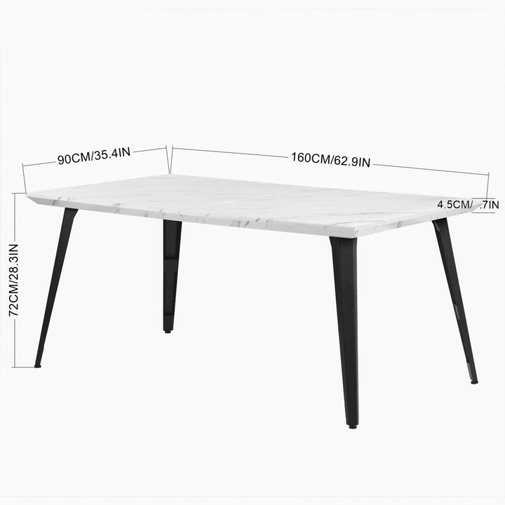 FurnitureR 150 cm Rectangular Living Room and Kitchen Table, Suitable for 6-8 People, Vintage Brown Wood Tray with Bevelled Edge and Flat Iron Legs, 150 x 80 x 74 cm